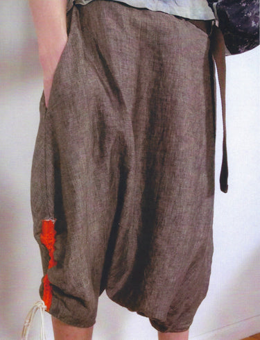 Double Layer Drop Crotch Pants With Belt