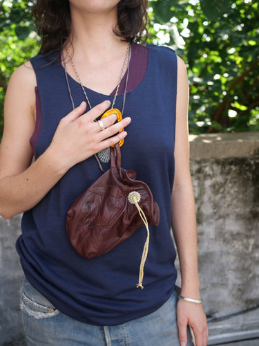 Deconstructed Leather Glove Chalk Bag - Maroon