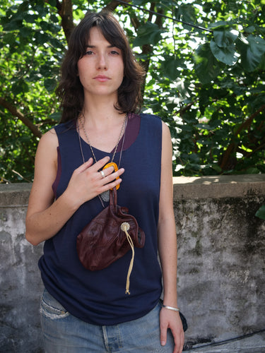 Deconstructed Leather Glove Chalk Bag - Maroon