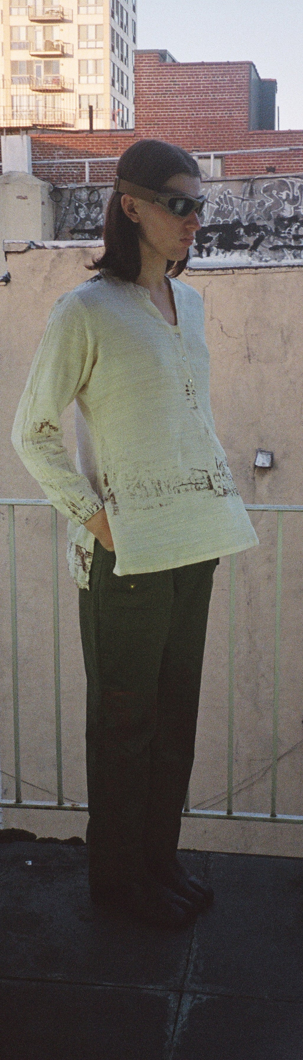 Linen Shirt with Multigraph Print