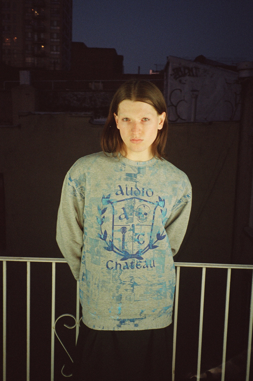 Crewneck Sweatshirt with Multigraph Print